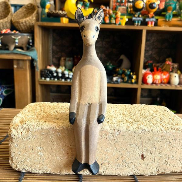 ロバ ろば 腰掛 オブジェ 木彫り ケニア製 アニマル 置物 インテリア アフリカ 座りオブジェ