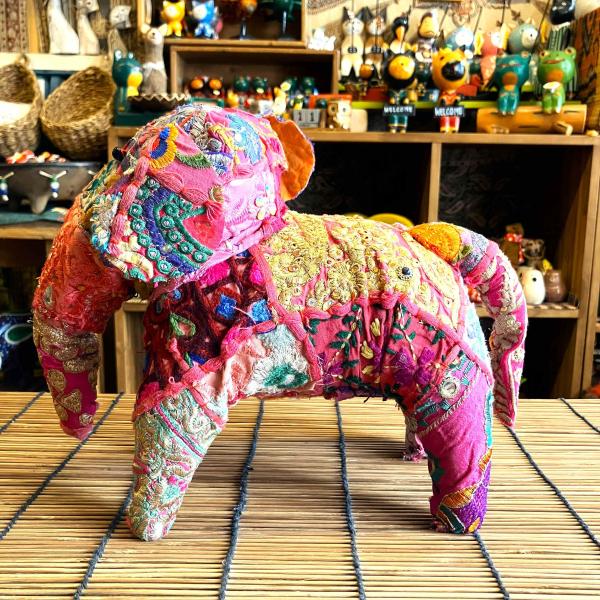 ゾウ 象 置物 オブジェ 大き目 布製 コットン象 ぬいぐるみ エスニック インテリア アジアン イ...