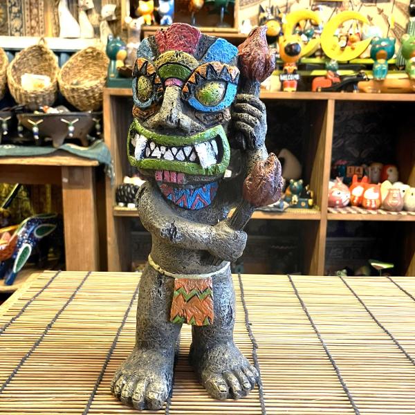 ティキ オブジェ ハワイ 置物 ファイヤーダンス 神話 神様 ポリネシア 小さめ 幸せ 縁起 楽しい
