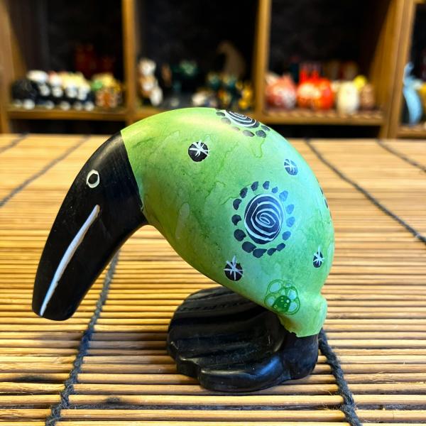 キウイ アニマル オブジェ グリーン ソープストーン ケニア インテリア エスニック 雑貨