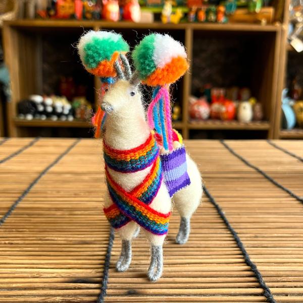 フェルト オブジェ アルパカ人形 置物 ミニサイズ ペルー 手作り インテリア カラフル アソート