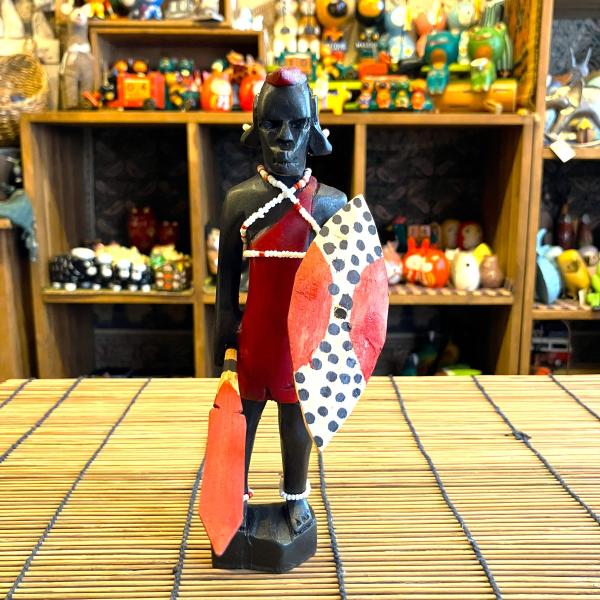 マサイ族 人形 置物 木彫りオブジェ ケニア 戦士の人形 Sサイズ アフリカ 民族 エスニック イン...