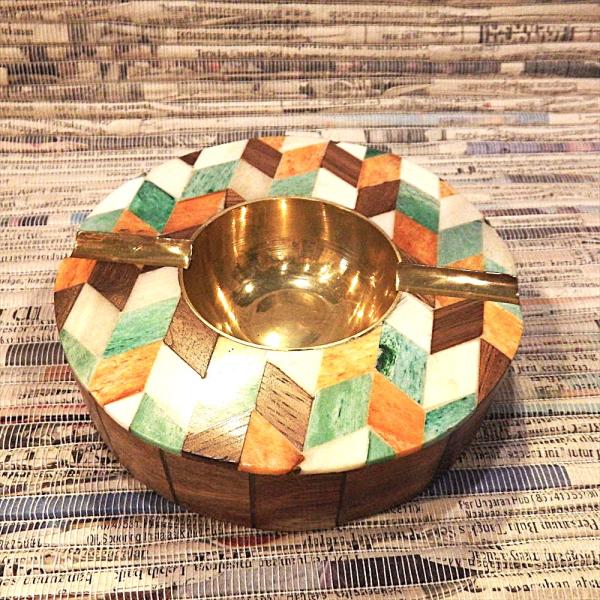 灰皿 円形 ラウンド ボーン灰皿 バッファロー カラフルカラー アロー お洒落 インテリア