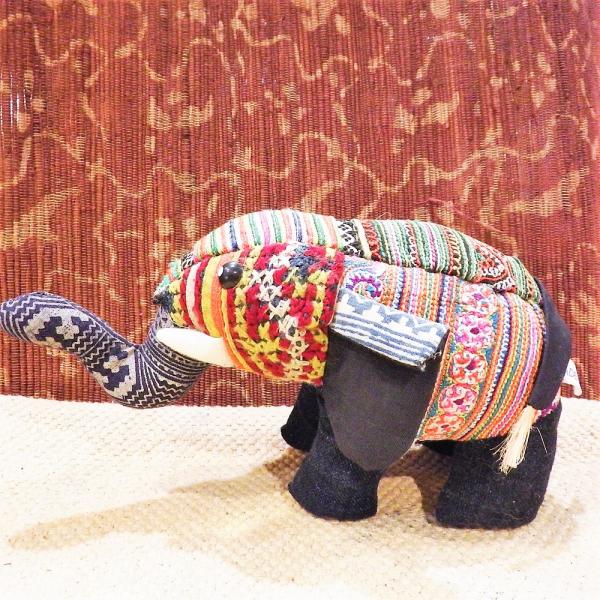 ゾウ 象 オブジェ ぬいぐるみ アジアン雑貨 モン族 可愛い 布製 手作り ベトナム製 インテリア雑...