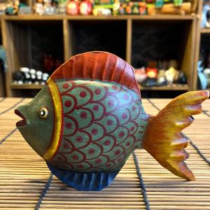 木彫り民芸品 TROUT オブジェ サケ 魚 釣り 手彫り アイヌ 民族 北海道