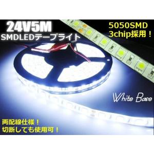 LED テープ ライト 24V トラック  白 ホワイト 5ｍ 防水5050チップSMD 900連級｜tena-aira