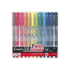 ツインマーカー PILOT 油性ツインマーカー 細・極細 12色セット MEF