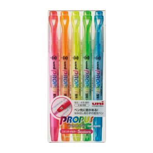 三菱鉛筆　PUS-102T 5C　蛍光ペン　プロパス・ウインドウ　5色セット