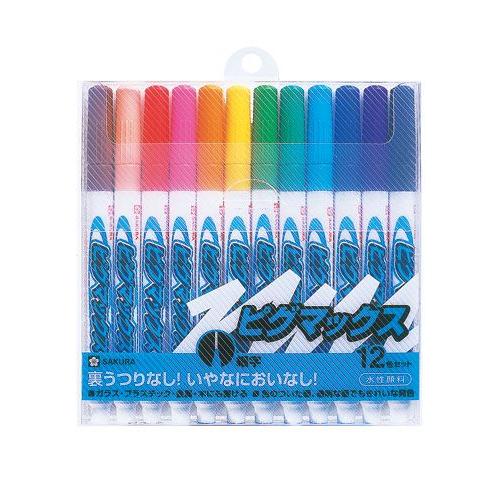サクラクレパス　ZPK-S12　水性マーカー　ピグマックス細字　12色セット　