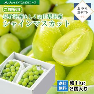 ギフト 夏 ぶどう シャインマスカット 約1kg(500g×2房) 長野県産もしくは山梨県産 秀品 葡萄 贈答 爆買 h08