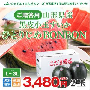 秀品 すいか 黒皮 小玉 （2玉） 山形県産 wm02