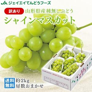 ぶどう 訳あり フルーツ 皮ごと シャインマスカット 約2kg 山形県産 ご自宅用 葡萄 h07｜tendofoods