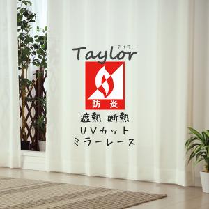 レースカーテン ミラー 防炎加工 遮熱 UVカット 昼間外から見えにくい 「テイラー」4355オフホワイト 幅100cm 2枚組 送料無料 在庫品