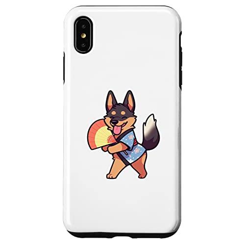 iPhone XS Max ジャーマンシェパード 浴衣 おもしろい犬 夏祭り スマホケース