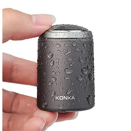 KONKA 超小型 電動 ミニシェーバー 回転式 3枚内刃 コードレス USB充電式 IPX6防水 ...