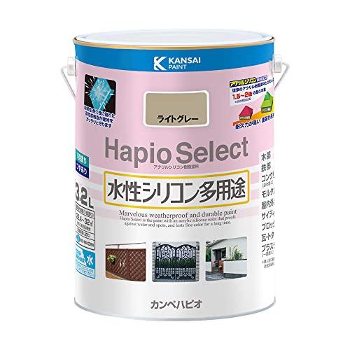 カンペハピオ ペンキ 塗料 水性 つやあり ライトグレー 3.2L 水性シリコン多用途 日本製 ハピ...