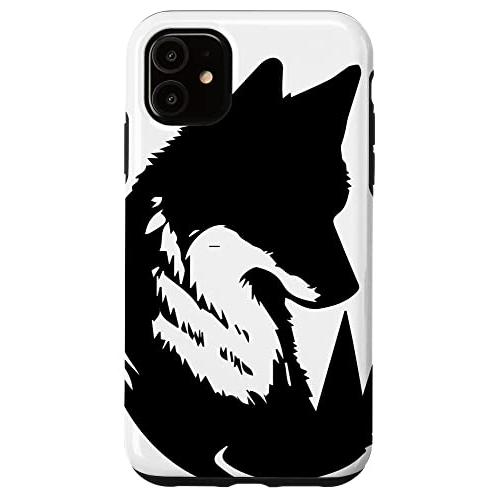 iPhone 11 オオカミと月のシルエット オオカミの扇子 スマホケース