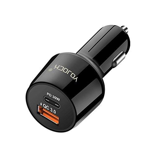 YOJOCK カーチャージャー シガーソケットチャージャー 2ポート USB-C/QC3.0、PD/...