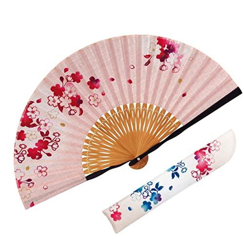 [おしゃれ kimono いろは] 桜あかり 扇子 扇袋セット 染骨 化粧箱付き ピンク さくら
