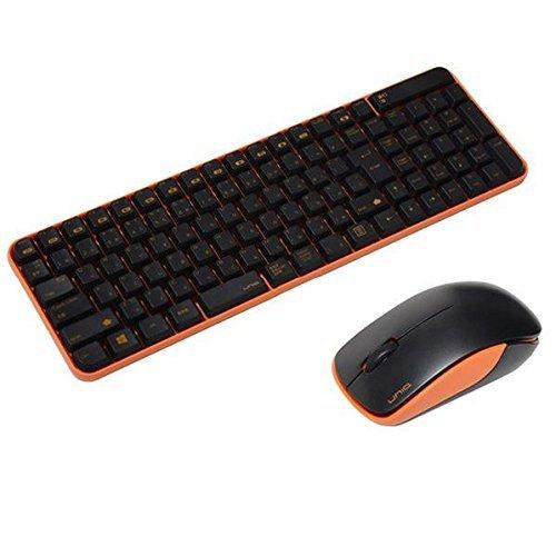 (株)ユニーク ワイヤレスマウス&amp;キーボードコンボ サイレントモデル Black&amp;Orange MK...