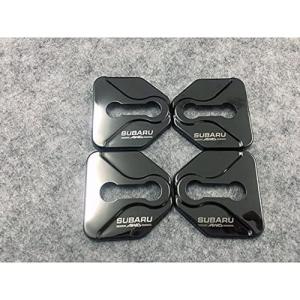 HXKGSMG スバル用 STI ドア ストライカーカバー ガーニッシュ 4PCS 1台分 ステンレス レヴォーグ インプレッサ WRX レガシィ XV (ブラック)｜teniteni