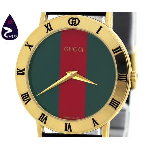 【質Shop天満屋】【必見】GUCCI(グッチ) メンズウォッチ シェリーライン文字盤 メンズ クオーツ GP/革 (3000.2.M)｜tenmaya78