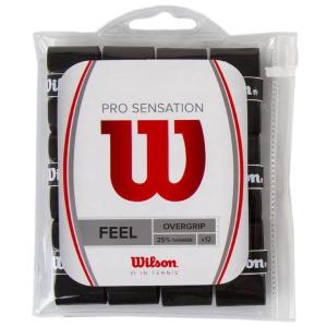 ウイルソン プロ センセーショングリップ 12本入り（黒）WILSON PRO SENSATION 12 WRZ4011BK 硬式テニス グリップテープ ウェットタイプ｜tennis-depot