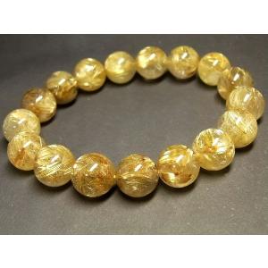 13mm　タイチンルチルクォーツ　ブレスレット 高品質】太陽放射タイチンルチルクォーツ 13mm～13.5mm玉 ブレスレット