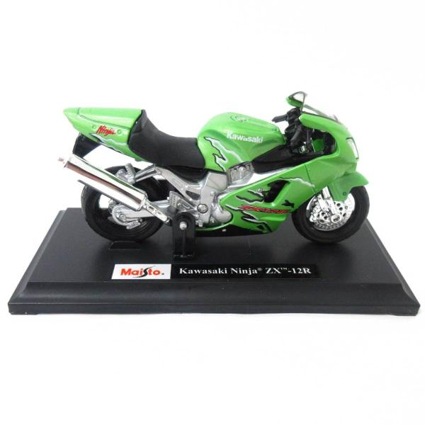 Maisto 1/18 ミニチュア オートバイ Kawasaki Ninja ZX-12R リアルバ...