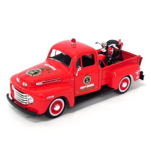 Maisto ミニカー 1/24 ハーレーダビッドソン フォードF-1ピックアップ＋ELナックルヘッ...