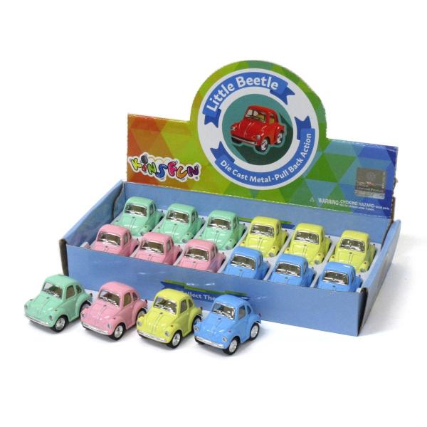 KiNSFUN プルバックミニカー フォルクスワーゲン 2インチ リトルビートル パステル 4色アソ...