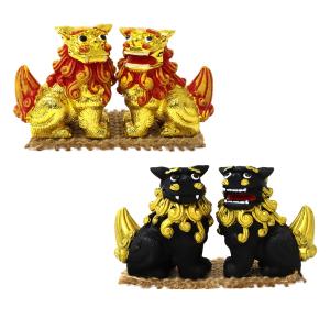 シーサー獅子の陶器像 2体セット シーサー 獅子 素焼きシーサー ペア 絵付け 絵付け体験 色塗り