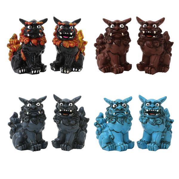 80mm 萬来獅子(座) シーサー 墨入れタイプ 1個 単品 選べる4色 魔除け獅子 座り姿 オス ...