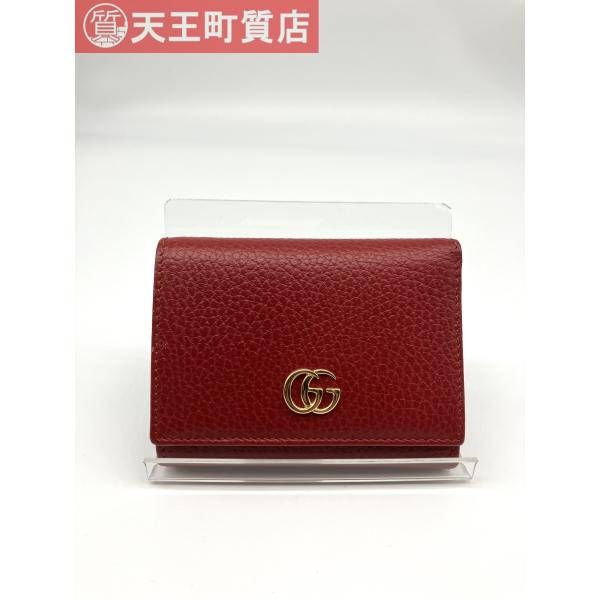 中古【GUCCI】グッチ 三つ折り財布 プチ マーモント レザー