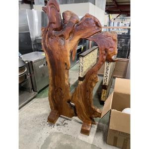 送料無料 衝立 間仕切 希少 一枚板 天然木 H130cm 唐木 こぶ 玉杢