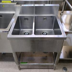 ステンレス2槽シンク　流し台　1000×600×820 株式会社テラオカ / [10-1104-73] ステンレス製2槽シンク(1800×600×800