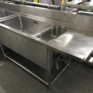 二槽シンク ダスト付き BGあり 業務用 中古/送料別途見積 : 業務用厨房