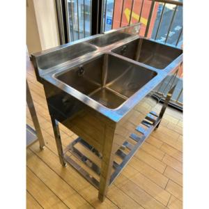 二槽シンクW900×D450×H800+100mm【東京圏限定】A2C-900業務用 : 遠信