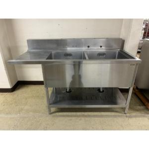 （210831）【50％値下げ】業務用　厨房用品　1槽シンク　流し台　水栓・バックガードあり A-5 台付一槽シンク バックガードあり|シンク|作業機器・板金類 | 業務用