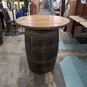 ウイスキー樽テーブル シンプルタイプ（天板800φ）（黒タガ）（代引き