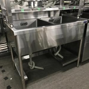 中古品 作業台付き二槽シンクお売りします。 中古二槽シンクの通販ならテンポスドットコム