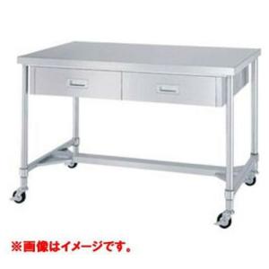 型式：WDWHC-18090-U100【シンコー】H枠仕様　キャスター付両面引出付作業台　キャスター径:100φ　奥行：900mm【送料無料】【組立式】
