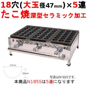 業務用/新品 たこ焼き器 15穴/鉄鋳物 2連 152S 幅345×奥行266×高さ190