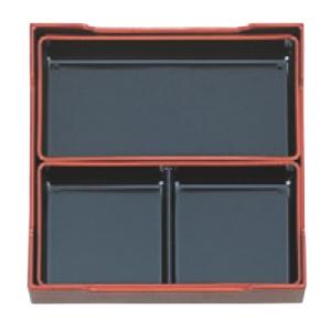 松花堂 7寸松花堂用2枚仕切黒天朱 /業務用/新品/小物送料対象商品