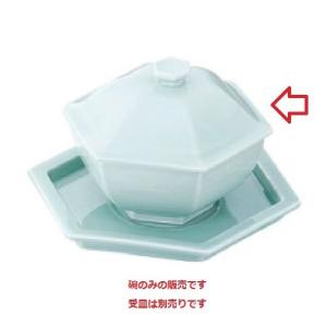 青磁 六角蓋物 大/業務用/新品