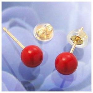 18金練珊瑚（サンゴ）丸玉ピアス 5mm : キララ - 通販 - Yahoo 