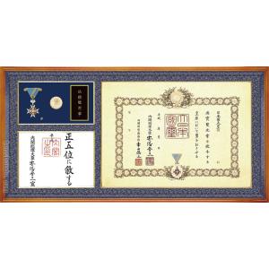 叙勲 額　勲記勲章位記額　勲章ケース収納型　桜材　桜木地色　