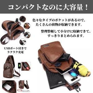 ボディバッグ 軽量 多機能 PUレザー ショル...の詳細画像1