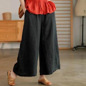 きれいめ 大人 リネン 春夏 ガウチョパンツ ...の詳細画像3