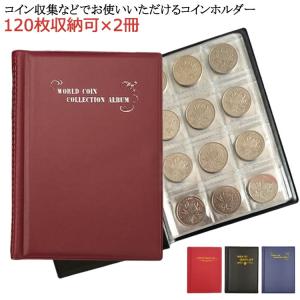 コレクション メダル 古銭 コインコレクションアルバム 120枚収納可×2冊組 貨幣 収集ファイル コインアルバム アルバム 保存用ホルダー 収納 コ